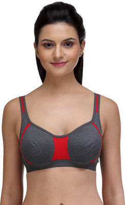 

Fashigo Women's Sports Non Padded Bra(Grey), Grey;red