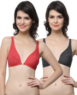 61% OFF on Clovia Clovia Pack Of 2 Non Padded Wirefree Bra In Poly Cotton &  Lace Women Plunge Non Padded Bra(Multicolor) on Flipkart
