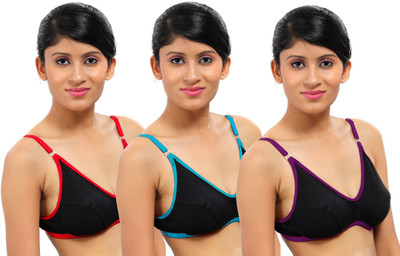 

Fabme Women's Full Coverage Non Padded Bra(Multicolor), Purple;rama;red