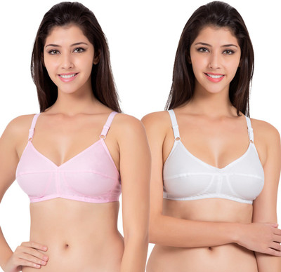 SOUMINIE by Belle Lingeries Flexi Fit Cotton Non-Padded Pack of 2 Women Full Coverage Non Padded Bra(White)