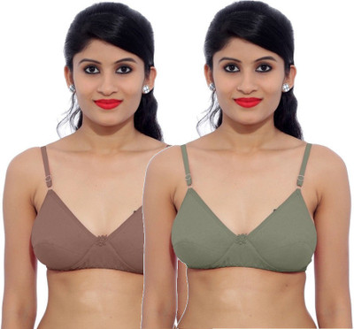 

Fabme Women's Push-up Heavily Padded Bra(Brown, Green), Chocolate;green