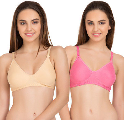 TWEENS by Belle Lingeries Non-Padded Seamless Full Coverage Combo Pack of 2 Women T-Shirt Non Padded Bra(Pink, Beige)