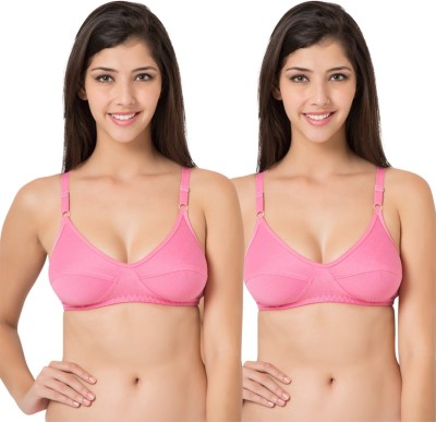 SOUMINIE by Belle Lingeries Soft Fit Cotton Non-Padded Dailywear Pack of 2 Women Full Coverage Non Padded Bra(Pink)