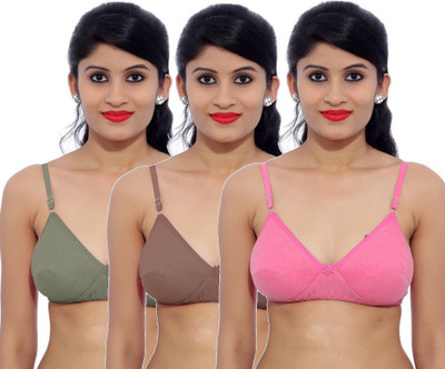 

Fabme Women's Push-up Heavily Padded Bra(Green, Brown, Pink), Chocolate;green;pink