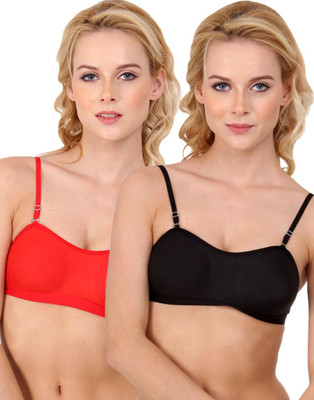 Urbaano Women's T-Shirt Non Padded Bra(Red, Black), Red_3