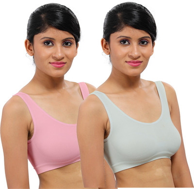 

Fabme Air Bra Women's Sports Non Padded Bra(Pink, Grey, Grey;pink