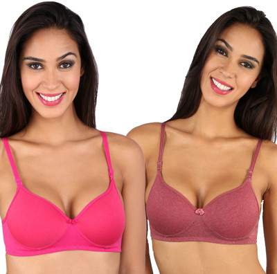 BRALUX Liza Padded Women Full Coverage Lightly Padded Bra(Maroon, Pink)