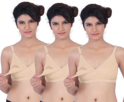 

Fabme Feeding Women Maternity/Nursing Non Padded Bra(Beige, Brown