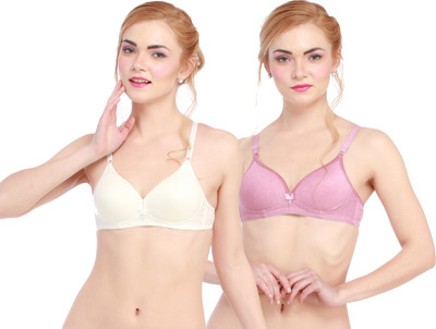 Glus Women's Push-up Lightly Padded Bra(White, Pink), Onion;white