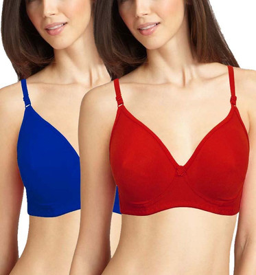 

Teeny Bopper Women's T-Shirt Lightly Padded Bra(Blue, Red), Multicolor