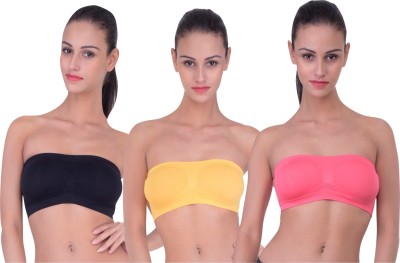 TOMKOT Strapless Styled and Transparent back Women Bandeau/Tube Non Padded Bra(Multicolor)