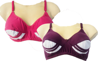 GOLDLINE Dual Tone Women Full Coverage Non Padded Bra(Red)