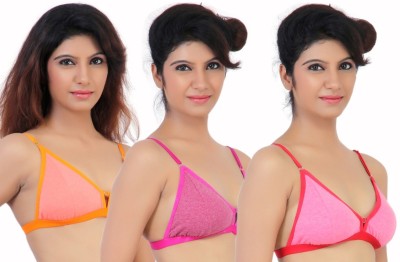 

Fabme Women's Full Coverage Non Padded Bra(Orange, Pink, Red)