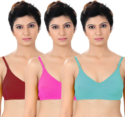 

S4S Women's Full Coverage Non Padded Bra(Red, Pink, Green), Green;pink;red