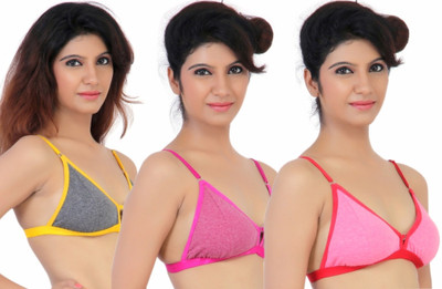 

Fabme Women's Full Coverage Non Padded Bra(Grey, Pink, Red)