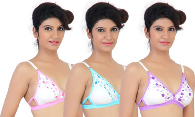 

Fabme Women's Full Coverage Non Padded Bra(Blue, Pink, Purple)