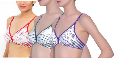 

Fabme Women's T-Shirt Non Padded Bra(Green, Purple, Red)