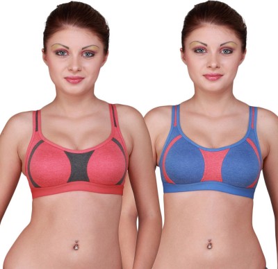 Buy Floret Comfortable Women Sports Bra(Red, Blue) on Flipkart