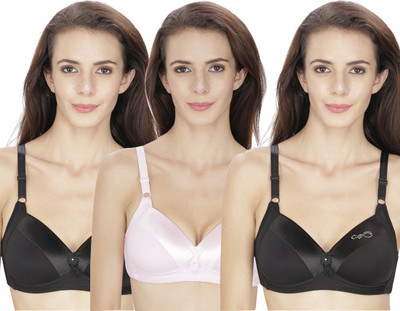 At Last Women T-Shirt Lightly Padded Bra(Black, Pink) at flipkart