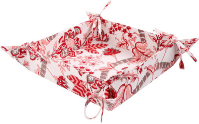 Rajrang Cotton Bread Basket(White, Pink)