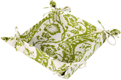 

Rajrang Cotton Bread Basket(White, Green)