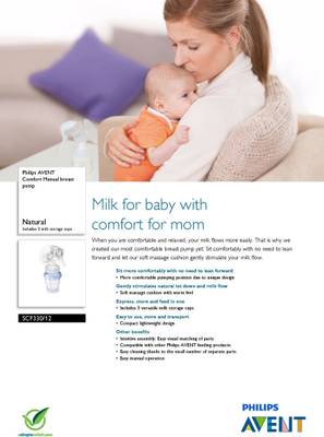 Philips Comfort Manual Breast Pump and Storage Cup  - Manual (White, Blue) 