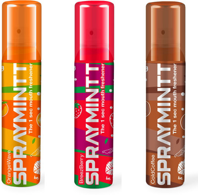 

Midas Care Spraymintt Combo: Coldcofee (Pack of 2) + Breezeberry (Pack of 2) + Orangewave (Pack of 2) Spray(90 g)