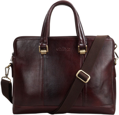 

Clubb Original Pure Leather Sleek Unisex Laptop Messenger Portfolio Bag Medium Briefcase - For Men(Tan)