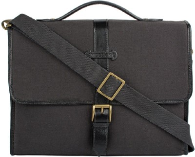 

Hidesign YORUK 01-CANVAS E.I GOAT-BRACKEN BLACK Medium Briefcase - For Men(Black)