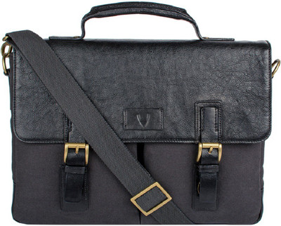 

Hidesign BEDOUIN 01-CANVAS E.I GOAT-BRACKEN BLACK Medium Briefcase - For Men(Black)