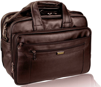 

Easies 17 inch Synthetic Leather Laptop Messenger Bag Large Briefcase - For Girls(Brown)