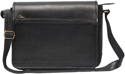 

C Comfort Leather Medium Briefcase - For Men(Black)