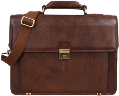 

Clubb Original Leather Hunter Unisex Laptop Messenger Portfolio Bag Medium Briefcase - For Men(Tan)