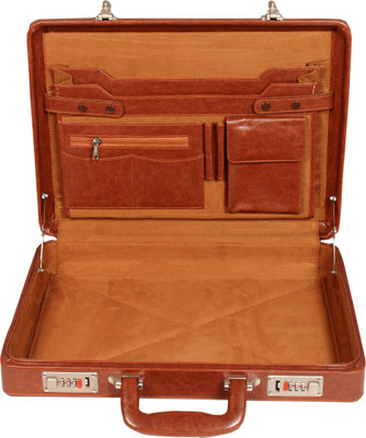 

Leather World Sleek PU Leather Medium Briefcase - For Men & Women(Tan)