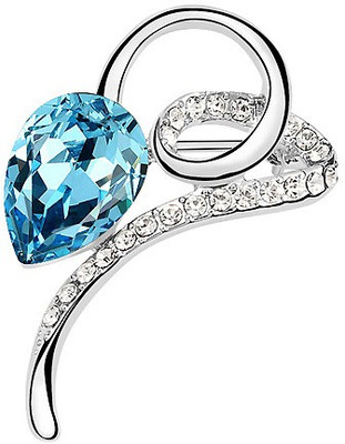 

Silver Shoppee A raindrop Brooch(Blue, Silver)