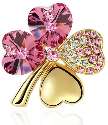 Silver Shoppee Valentine Special Brooch(Gold, Pink)