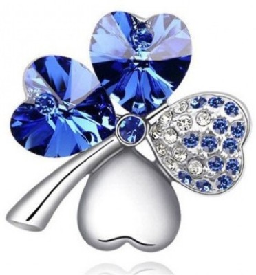 Shining Diva Blue Clover Brooch(Silver, Blue)