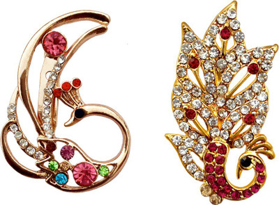 FURE Combo of Swan & Sparkling Peacock Brooch(Multicolor)