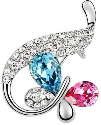

Silver Shoppee Swinging Spirits Brooch(Blue, Pink, Silver)