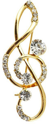 

Silver Shoppee Musical Chord Brooch(Gold, White)