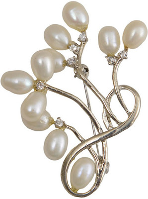 Taj Pearl Designer Brooch(Silver)