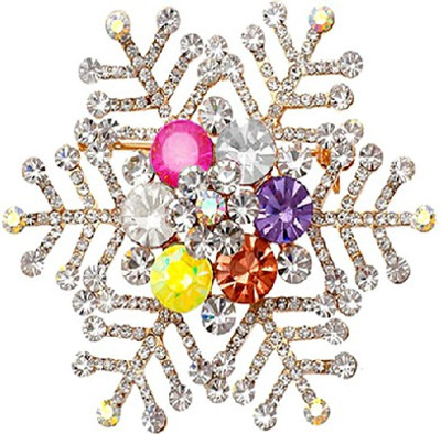 

Silver Shoppee Snow Flake Brooch(Gold, Multicolor, White)
