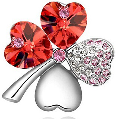 

Silver Shoppee Valentine Special Brooch(Red, Silver)