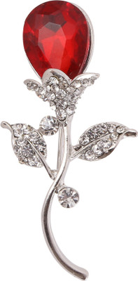 

Twisted Red Flower Brooch(Red, Silver)