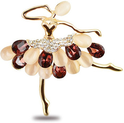 

Silver Shoppee Dancing Doll Brooch(Multicolor)