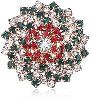 

Silver Shoppee Flawless Brooch(Green, Red)