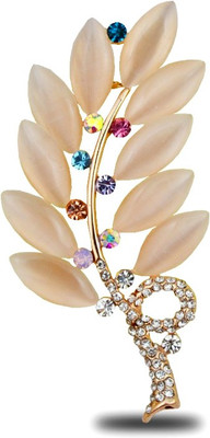 

Silver Shoppee Whispering Willows Brooch(Beige, Gold)