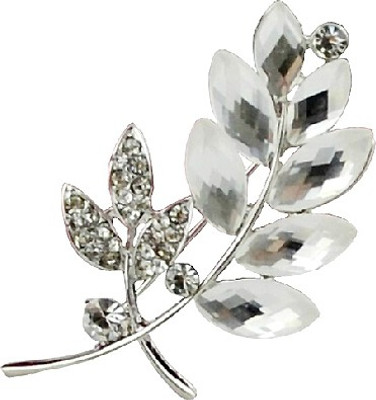 

Silver Shoppee Whispering Willows Brooch(Silver, White)