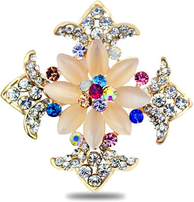 

Silver Shoppee Circle of Love Brooch(Beige, Gold, Multicolor)