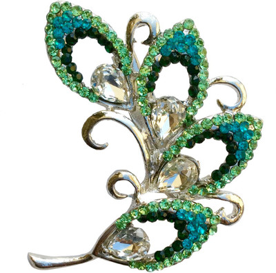 FURE Peacock Feather Brooch(Green)